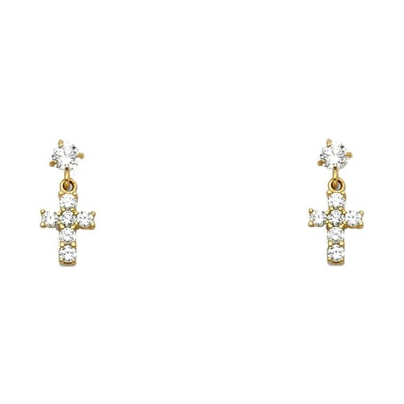 Ioka 14K White Gold Simple Plain Jesus Christ Cross Screw Back Stud Earrings Ioka 14K White Gold Simple Plain Jesus Christ Cross Screw Back Stud Earrings